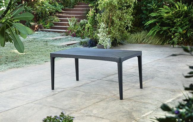 פינת אוכל ג'ירונה- שולחן ו 6 כיסאות - אפור כהה