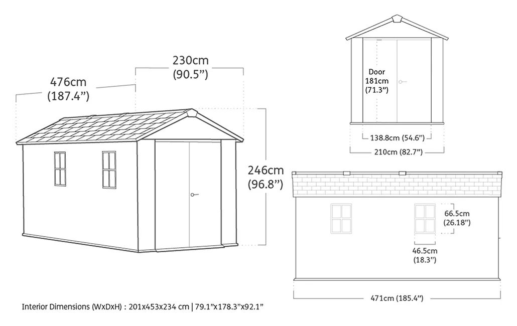 Caseta de exterior Newton Plus 7515 - 230x476x246 cm y 10 m2