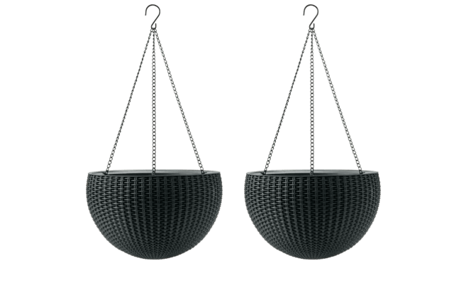 Graphite Hanging Sphere Planter & Flower Basket (Set of 2) - Keter US