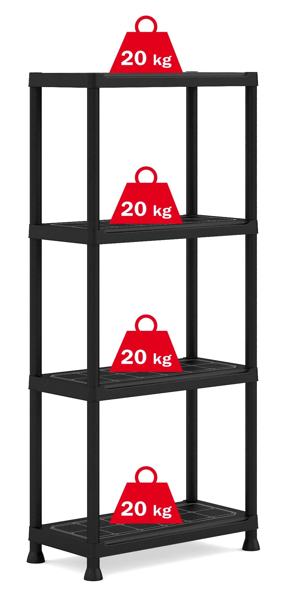 Plus Opbergrekken - 4 planken - 2 stuks - Zwart