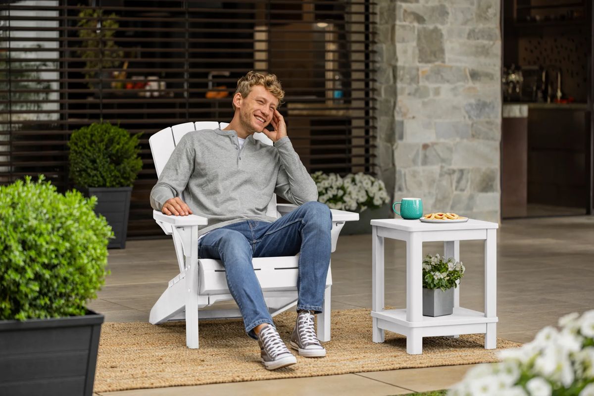 Deluxe Adirondack Two Tier Side Table - White - Keter US