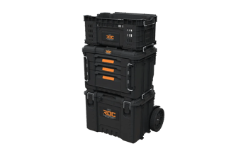 ארגז מקצועי נייד + מערכת 3 מגירות וארגז פתוח ROC - שחור - מערכת מקצועית מודולרית ROC