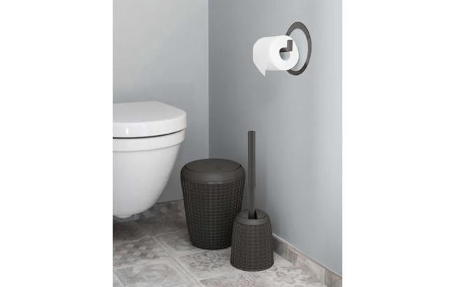 סט אמבטיה בסגנון סרוג  - פח ומברשת אסלה - חום thumbnail