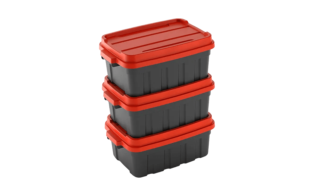 Tuff Box 37L Storage Boxes with Lid Set of 3  - Black