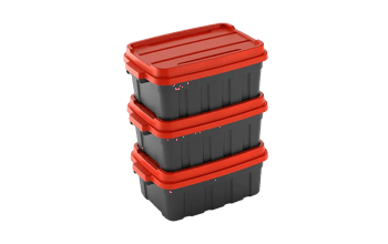 Tuff Box 37L Storage Boxes with Lid Set of 3  - Black - Garage & Tool Storage