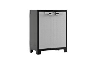 Armario bajo de exterior Titan - 100x44x80 cm. - Negro-gris - Armarios de resina bajos