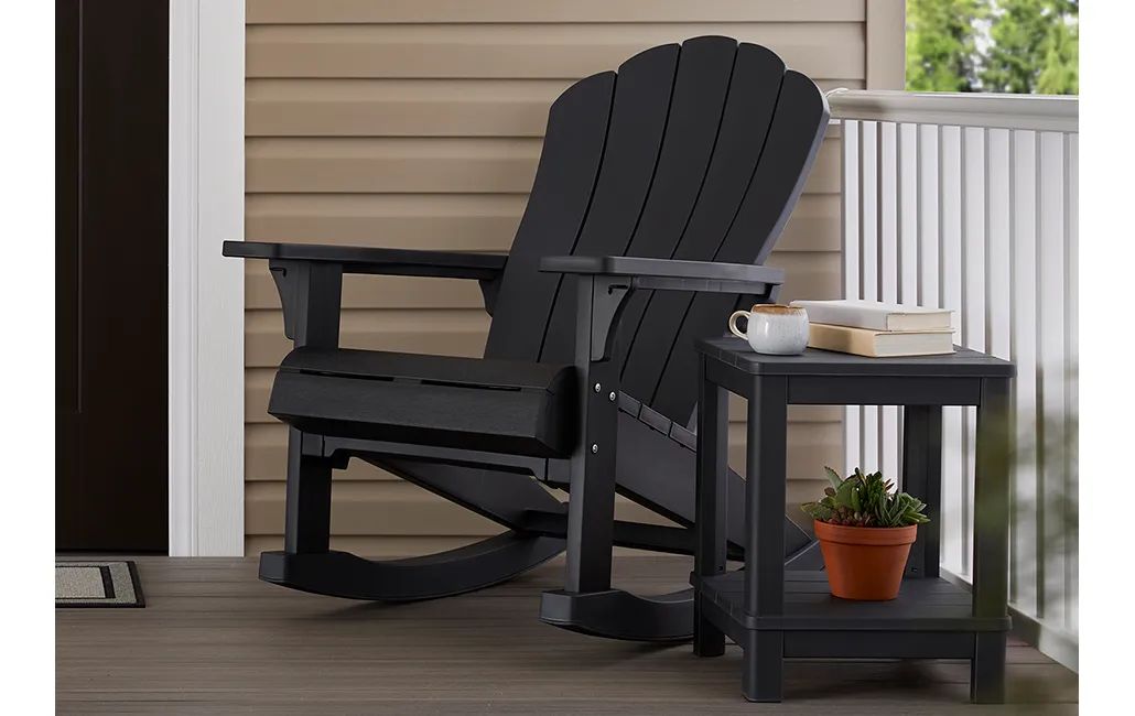 Everest Resin Plastic Adirondack Rocker - Graphite - Keter US