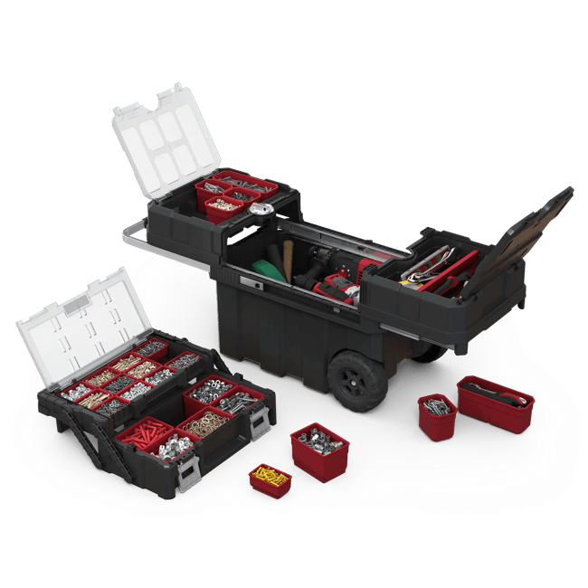 Masterloader Rolling Tool Box with Cantilever Organizer - Keter US