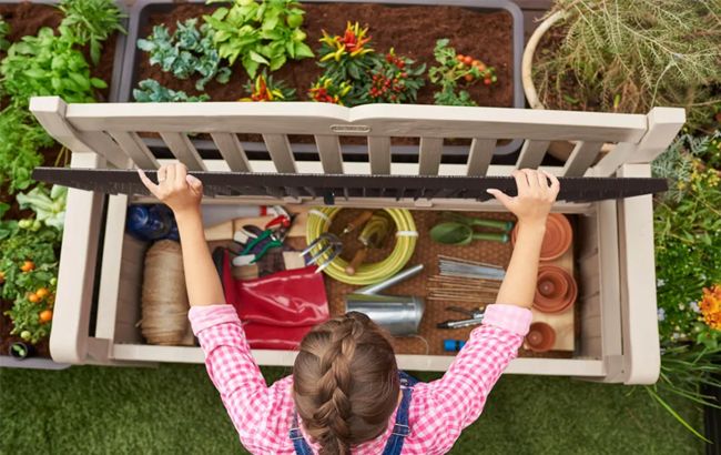 ספסל אחסון עדן 265 ליטר - בז'+חום