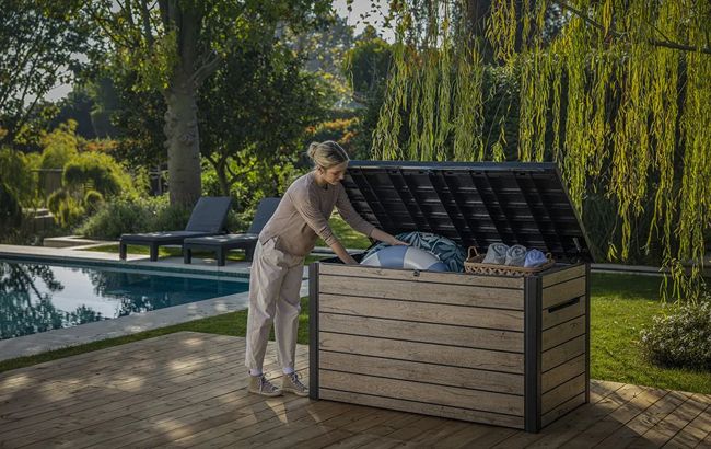 Coffre de jardin Signature 870L - Marron aspect Douglas