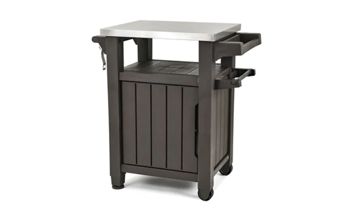 Unity BBQ & Storage Table with Stainless Steel Countertop - Brown - Outdoor Entertainment
