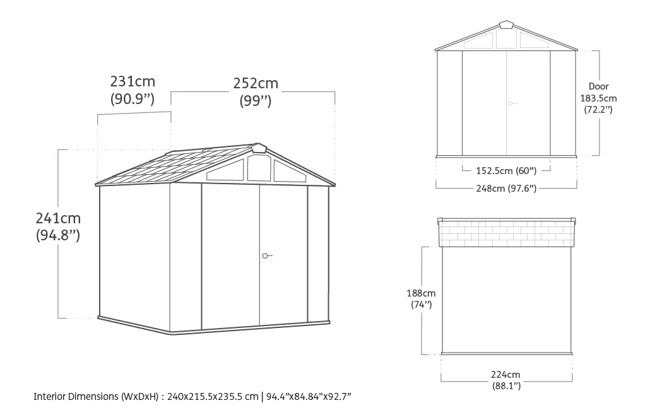 Stronghold 8x8ft Shed - Grey