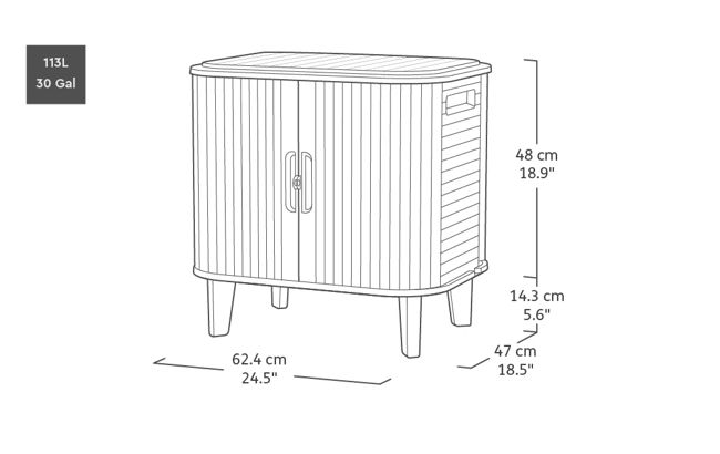 Velo 113L Storage Unit - Grey