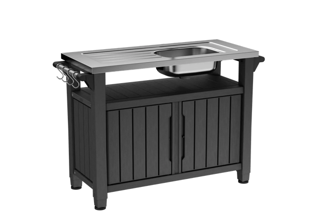 יוניטי קיצ'ן- מטבח חוץ עם כיור ומשטח נירוסטה - אפור גרפיט