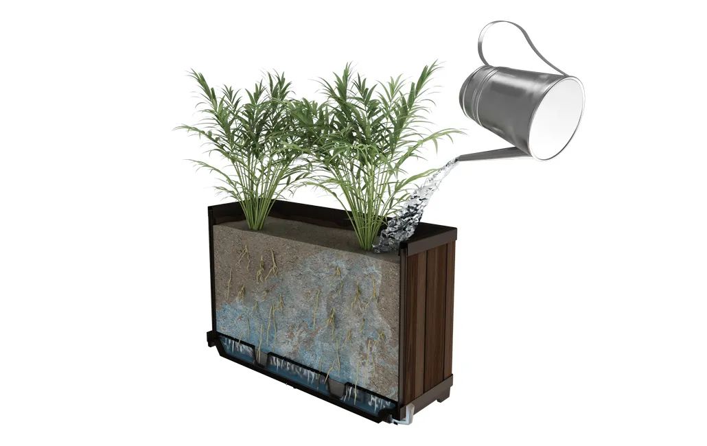 Self Watering Rosewood Brown Tall Rectangular Planter - Keter US