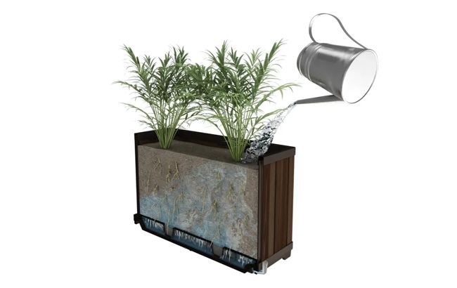 Self Watering Rosewood Brown Tall Rectangular Planter - Keter US