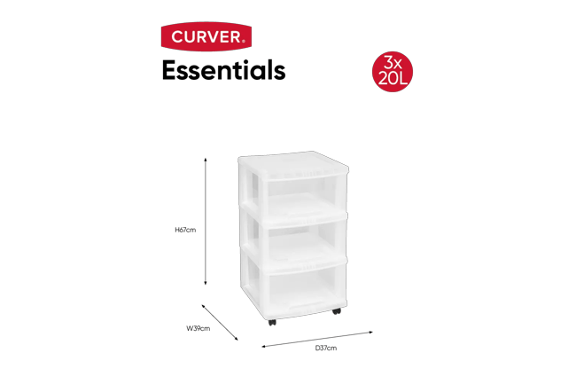 Essentials Ladeblok 3x20L - Transparant
