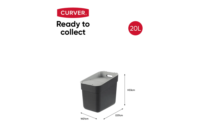 READY to Collect 20L פח מיחזור - אפור כהה
