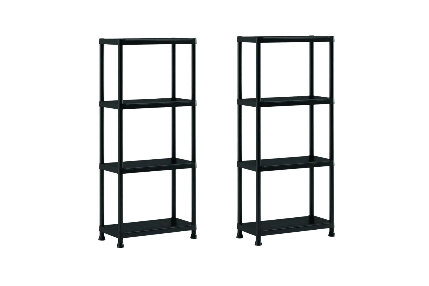 Plus Lagerregale – 4 Böden – 2 Stück - Schwarz/Grau