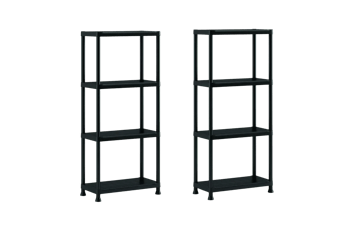 Plus Lagerregale – 4 Böden – 2 Stück - Schwarz/Grau - Lifestyle & Garage