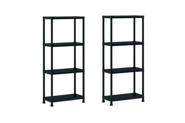 Plus Lagerregale – 4 Böden – 2 Stück - Schwarz/Grau