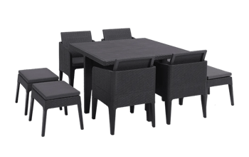 Santiago 8 Seater Dining Set - Grey - Dining Sets