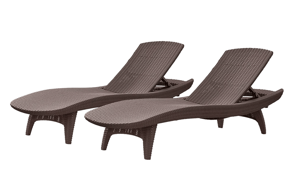 Pacific Patio Lounge Set Sun Chairs - Brown - Keter US