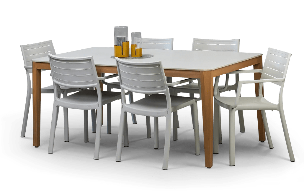 פינת אוכל שוהם שולחן ו 6 כיסאות - לבן