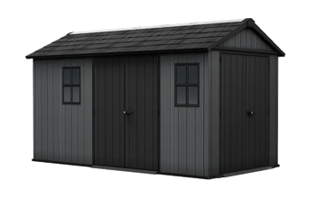 מחסן גינה ניוטון פלוס - 7.513X עמוק + 2 דלתות - אפור - מחסנים לגינה- דמוי עץ