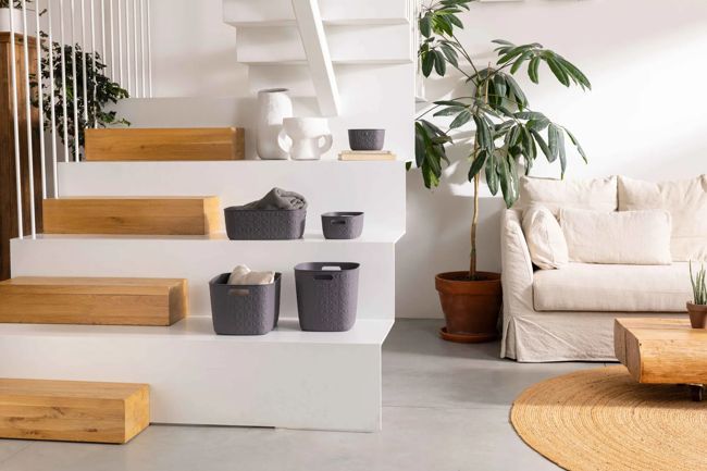 סלסלת כביסה סופטקס מרובעת 15 ליטר - אפור