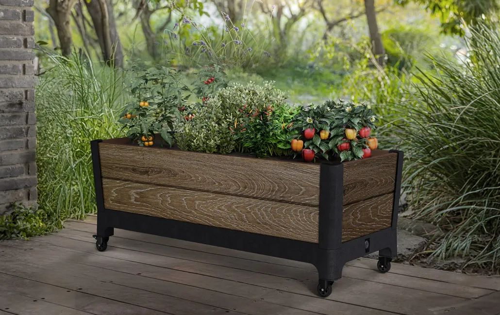 Signature Rolling Planter Mobile Garden Bed - Walnut Brown - Keter US