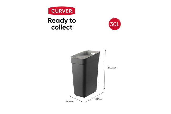 פח מיחזור 30 ליטר READY to Collect - אפור כהה