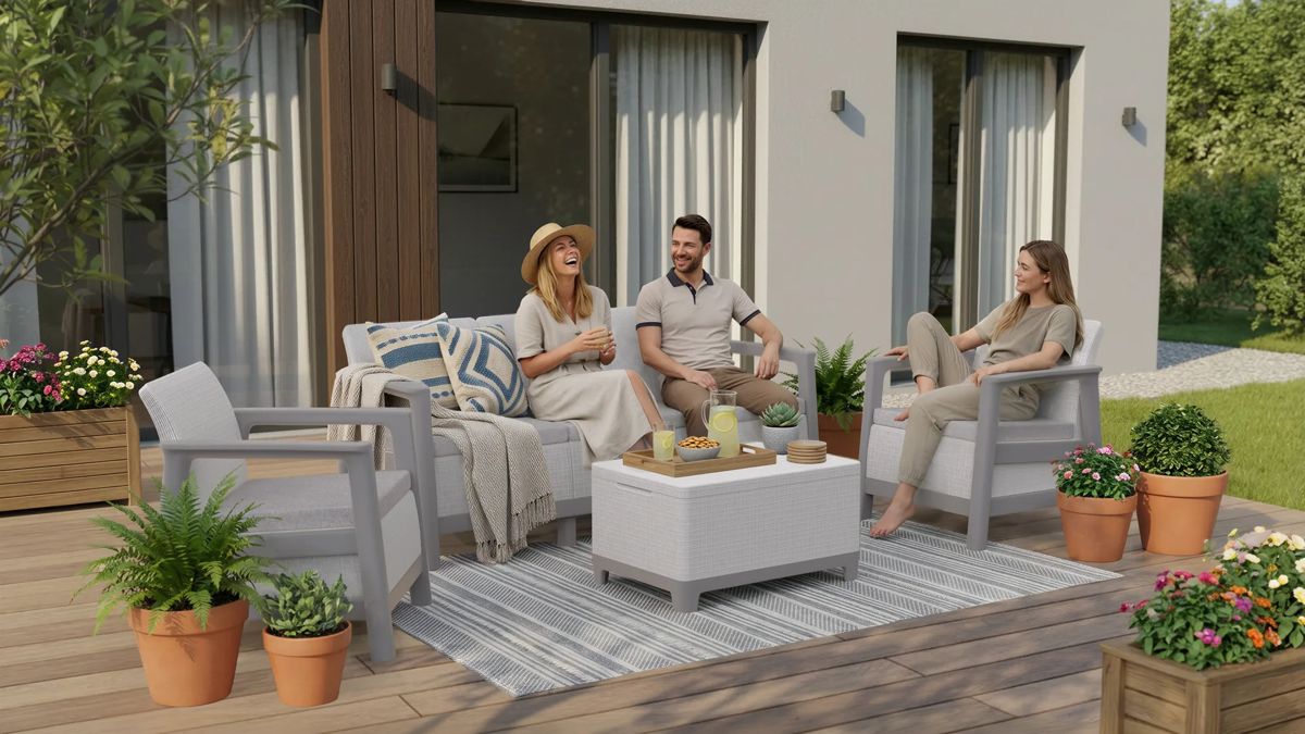 Scandi Linea 5 Seater Lounge Set with Storage Table