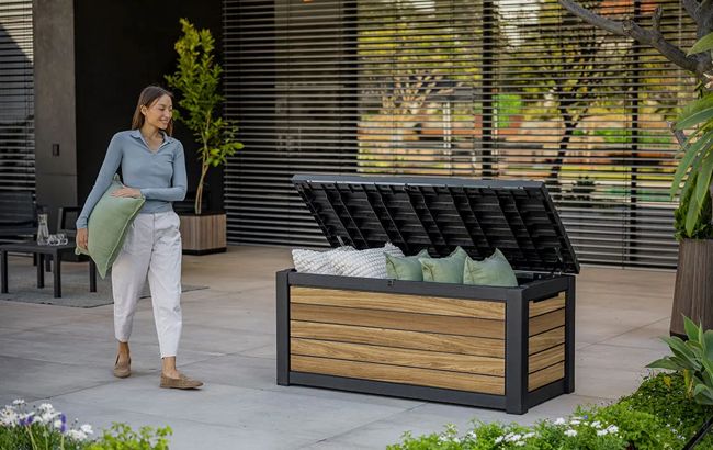 ארגז אחסון דקו 165 גלון | Carton - דמוי עץ בגווני חום