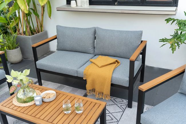 מערכת ישיבה באונטי - אלומיניום בשילוב עץ - שחור