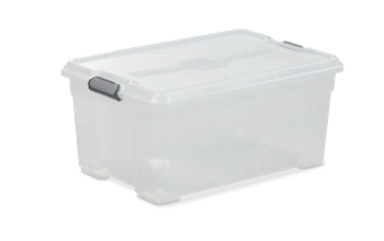 ארגז נע מובר גדול 45 ליטר - שקוף\לבן - קופסאות אחסון | ארגזים נעים