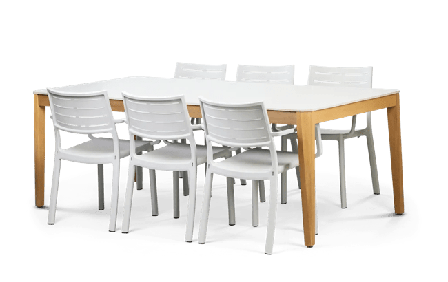 שולחן אוכל ספיר - לבן-קרם