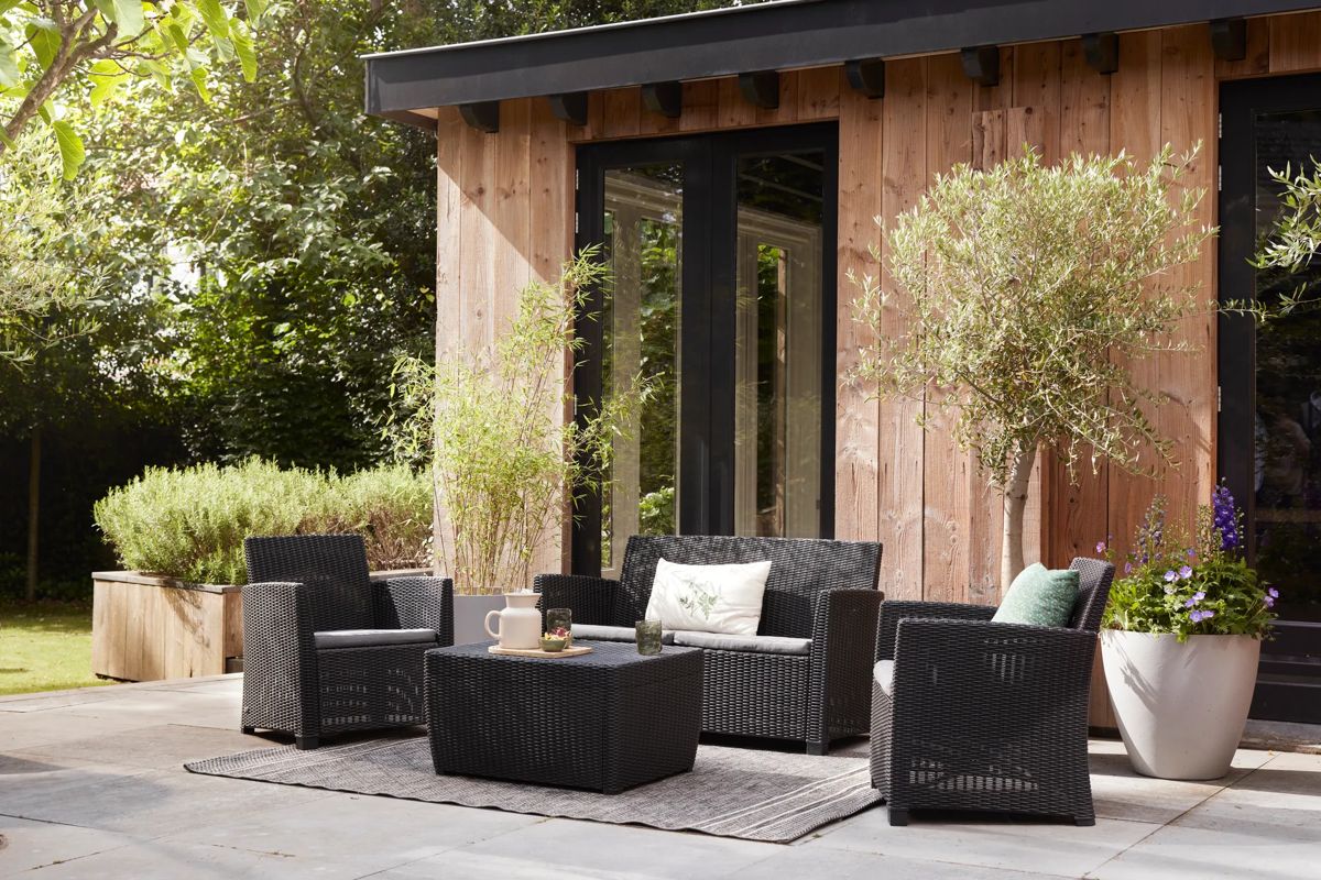 Mia 4 Seater Lounge Set With Storage Table - Graphite