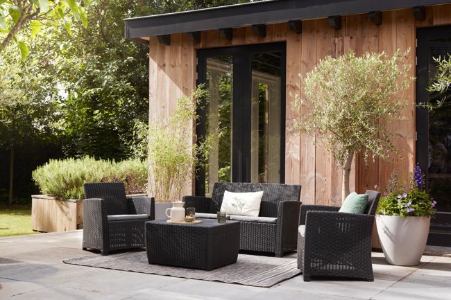 Mia 4 Seater Lounge Set With Storage Table - Graphite